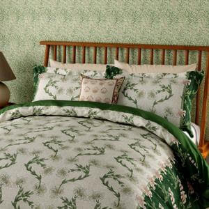 Morris & Co V&A Scrolling Carnation in Olive & Ivory Duvet Cover Set